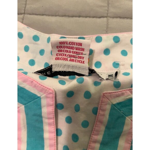 Gretchen Scott Women’s SZ M Tunic Top Pink Green Floral V Neck 3/4 Sleeve Cotton - Picture 7 of 12